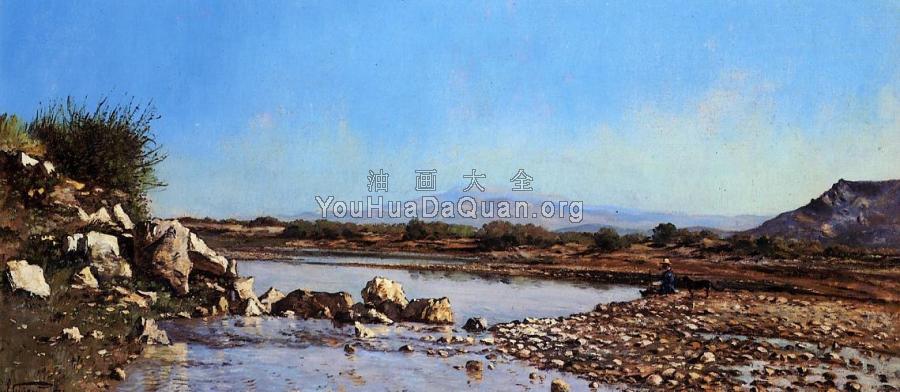 The Painter and His Dog on the Banks of the Durance - 保罗·卡米尔·吉谷